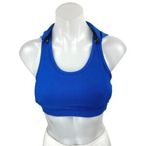 MPG Blue Black Sleeveless Strappy Hoodie Hooded Workout Athletic Crop Top Size S